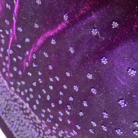 Velvet purple kids formal dress with cute beads - Picture 2 of 10